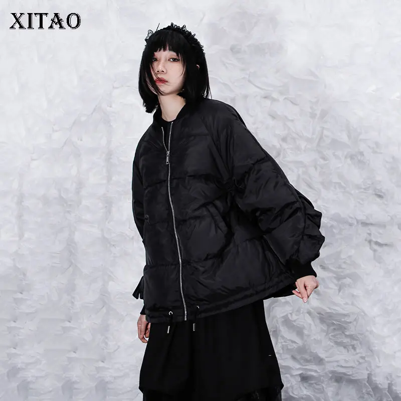 

XITAO, модные короткие пуховые пальто, женское повседневное свободное теплое пальто, новинка зимы 2021, украшенное рюшами, универсальная верхня...