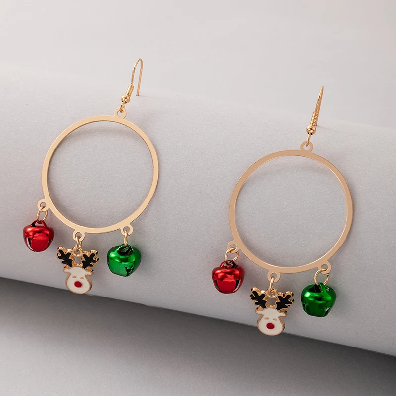 

Docona новые Олени Серьги-капли для женщин креативные колокольчики красочные серьги-капли из сплава женские рождественские украшения аксессу...
