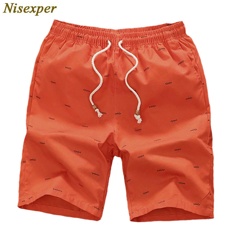 Nisexper новые летние мужские хлопковые шорты с принтом рыбьей кости, пляжные шорты с эластичной талией размера плюс 5XL
