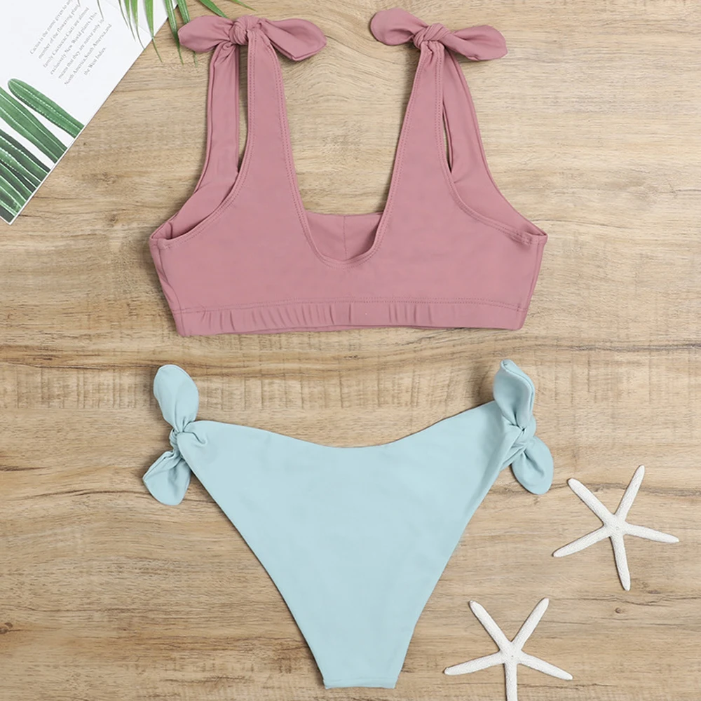 

Sexy Brazilian Bikinis 2021 Woman Tie Up Swimsuit Women Swimwear Push Up String Bikini Bandeau Swim Suit Crop Top Bathing Suit