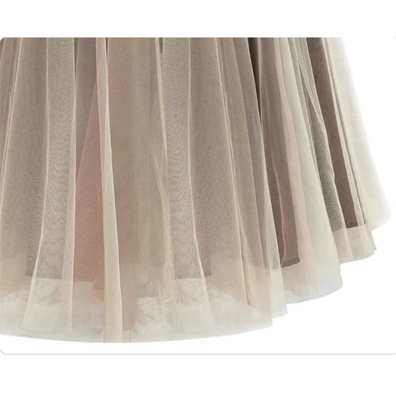 

INDJXND High Waist Skirt Tulle Skirts Womens High Quality Elastic Stretchy Tulle Layers Summer Adult Pleated Knee-Length Skirts