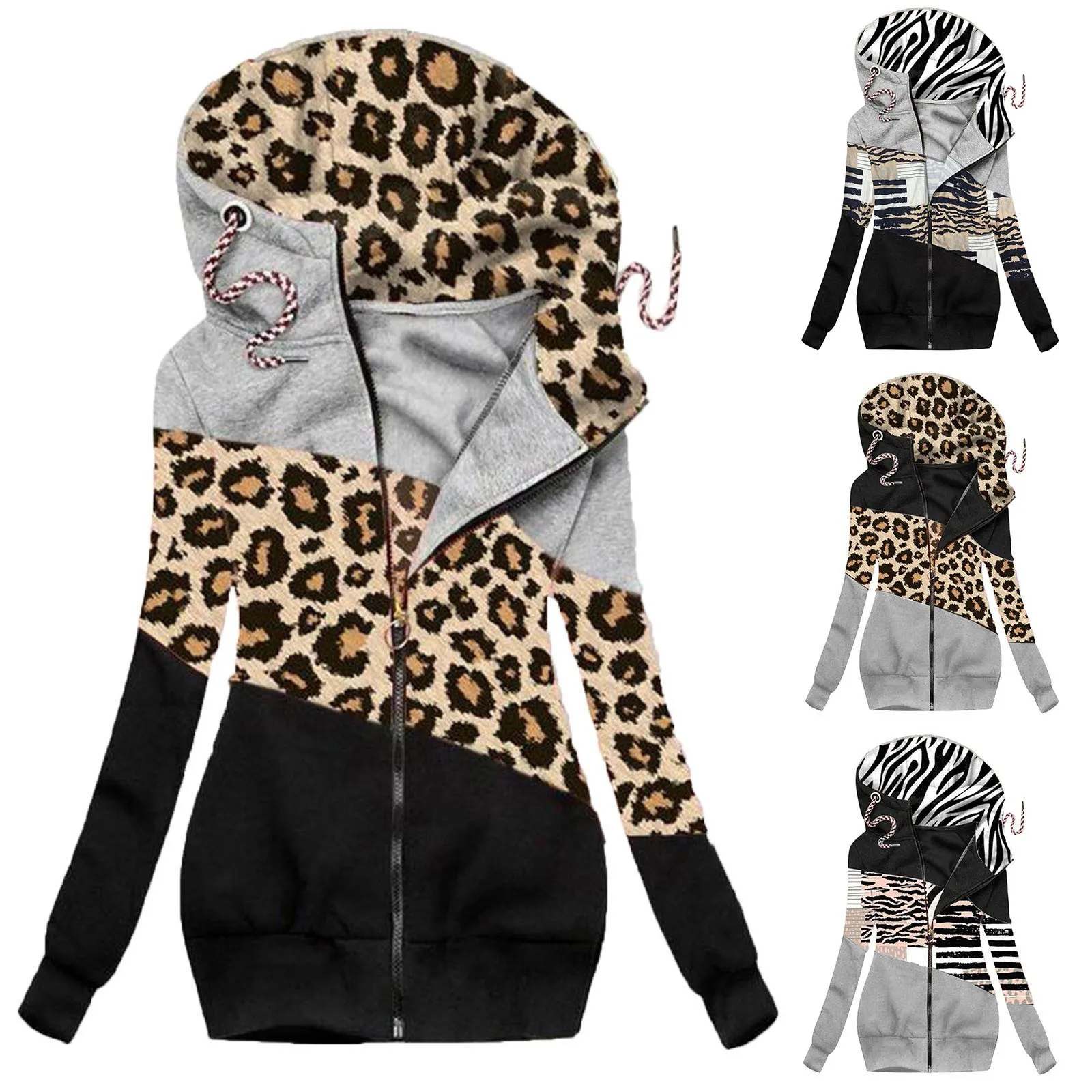 

Coat Solid Slim Stitching Hooded Drawstring Women's Fashion Jacket Outwear Women's Coat