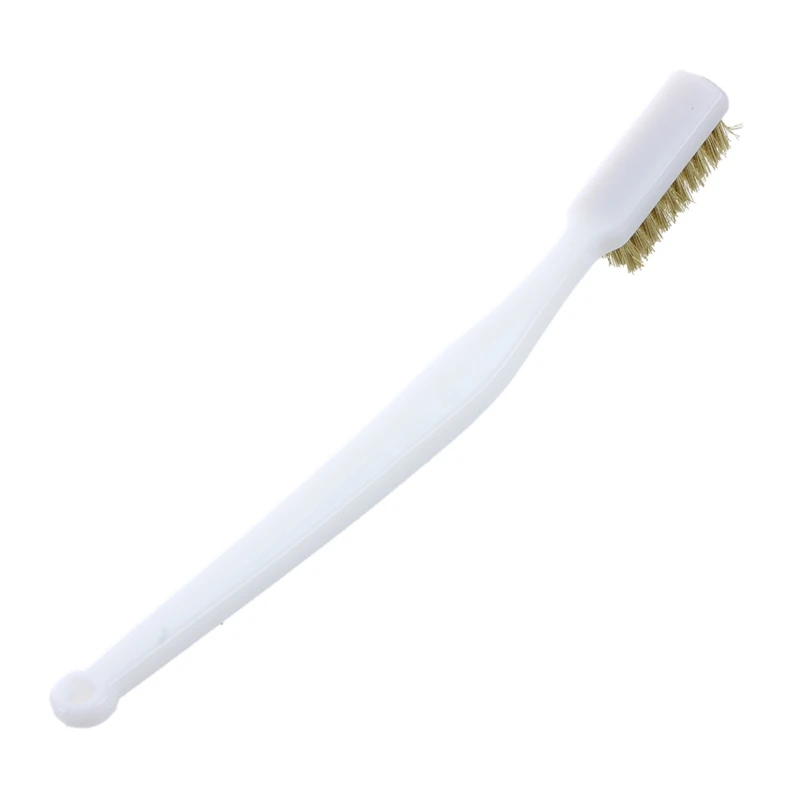 

6.9-inch Plastic Handle Brass Bristle Wire Brush - White (5 Pieces)