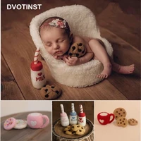 dvotinst newborn baby photography props handmade wool creative milk cookeis donuts dessert accessories studio shoots photo props