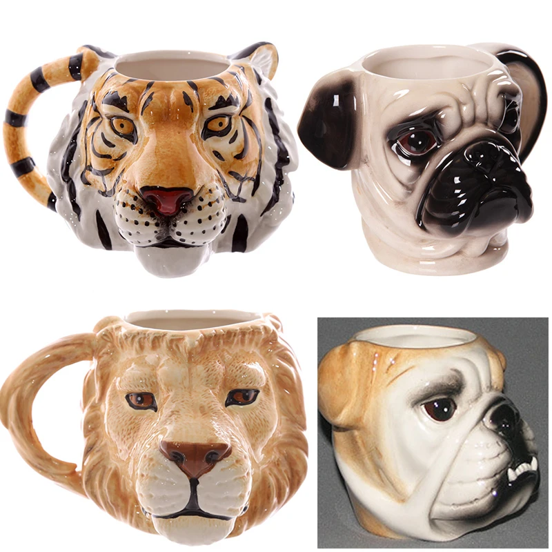 3D кружка с изображением животных Рино/Лев/собака/голова тигра керамические