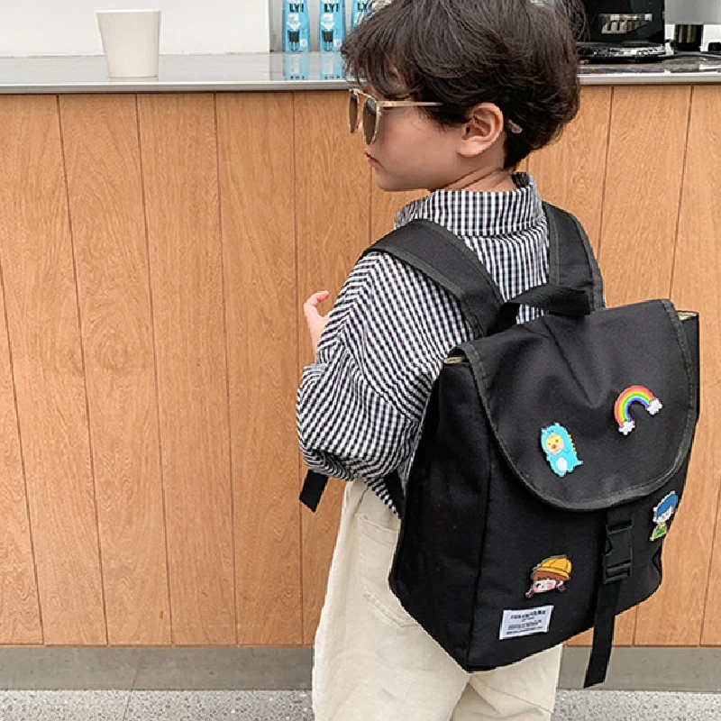 Children Backpack for Girls Boys Cute Cartoon Badge Personality Flip Small Primary School Backpack Baby Kindergarten Schoolbag