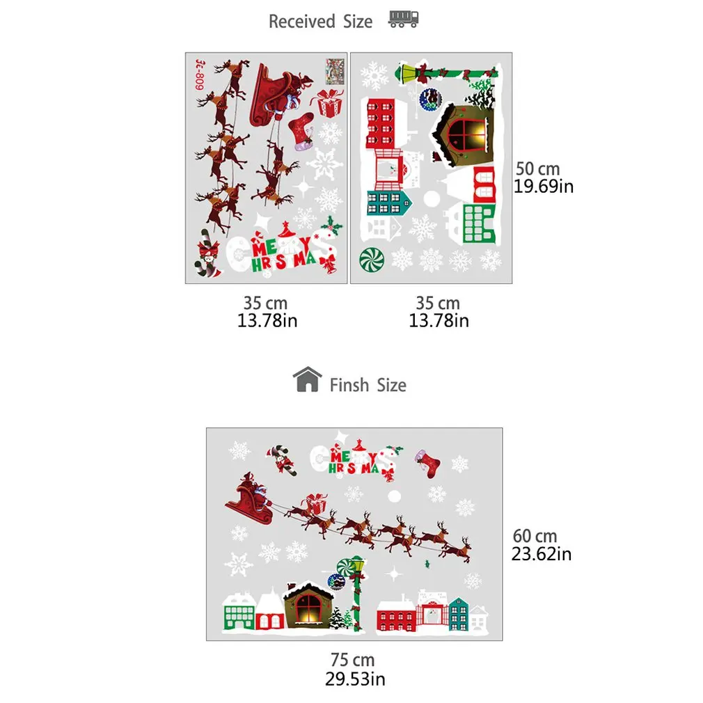 

1PCS Christmas Wall Stickers Santa Claus Window Stickers DIY Cute PVC Decal New Year Party Store Home Decor 09