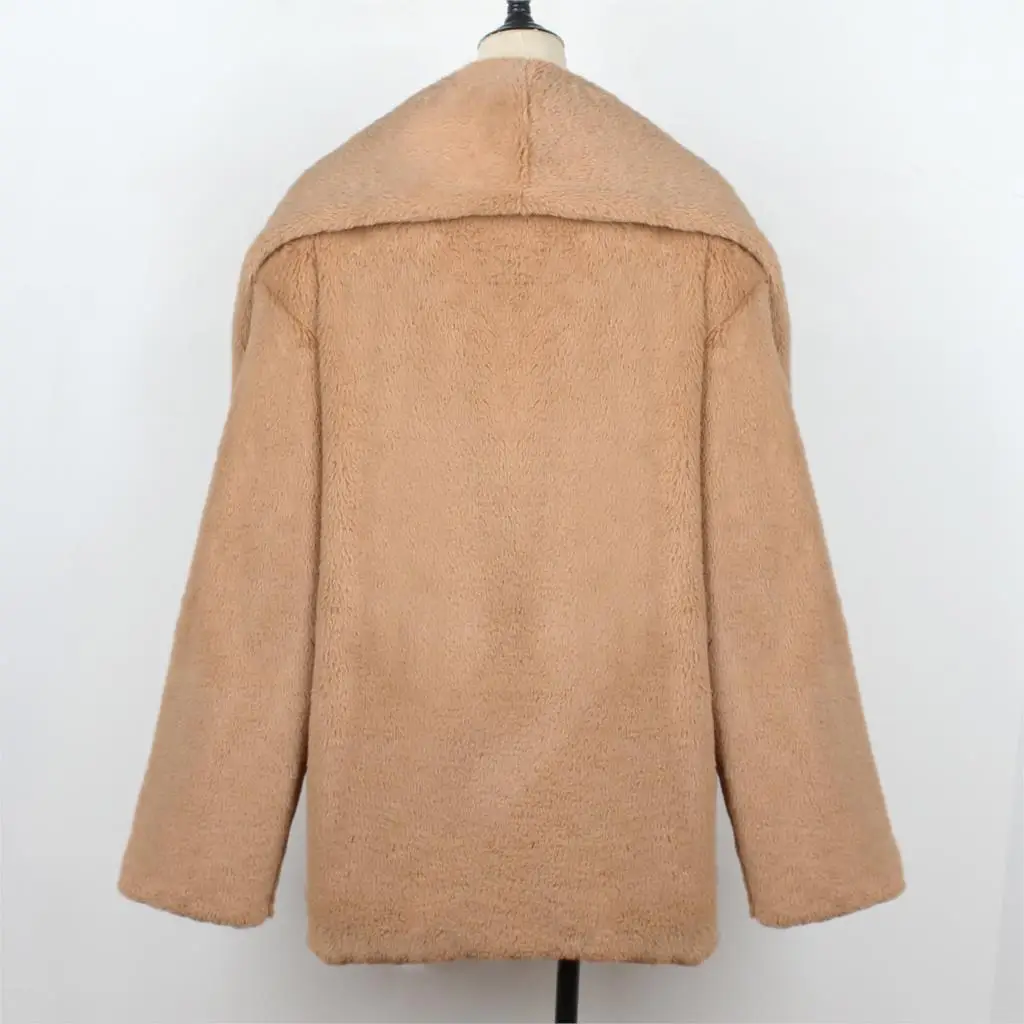 Длинное пальто из искусственного меха с карманом Женское mujer Chaqueta Mujer флисовая Veste