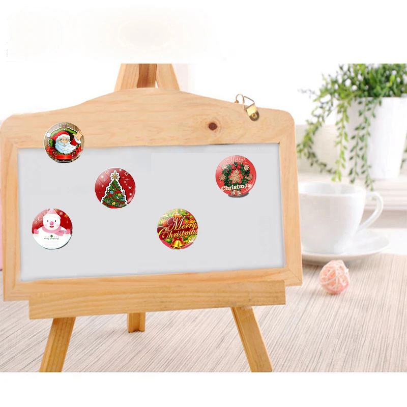 Счастливого Рождества 30 мм магнит на холодильник мультяшный Санта-Клаус