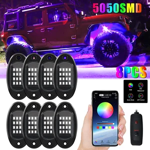 4/6/8 In 1 RGB LED Rock Lights Bluetooth-Compatible APP Control Music Sync Car Chassis Light Undergo in USA (United States)