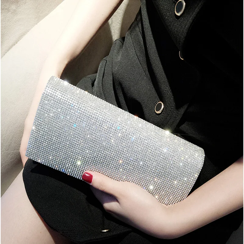 

Female Shining Crystal Shoulder Bag Fashion Pu Cross Body Bags Luxury Designer Evening Clutch Bag High Quality Women's Purses