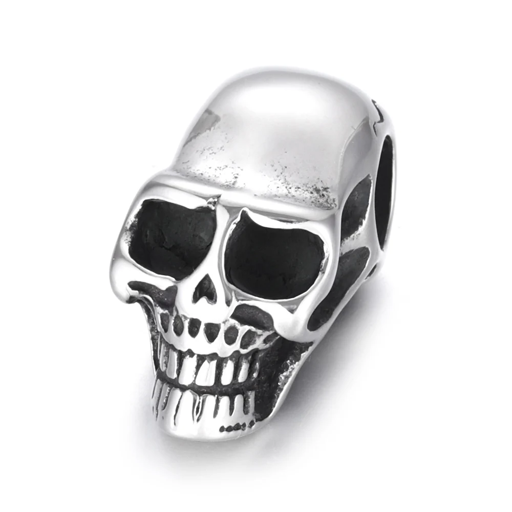 

Stainless Steel Skull Bead Polished 5mm Large Hole Beads Metal Charms DIY Bracelet Components Jewelry Making Accessories