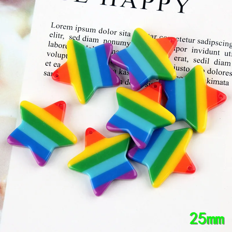 10 шт. миниатюрная Радужная полосатая пентаграмма с отверстиями из смолы плоским