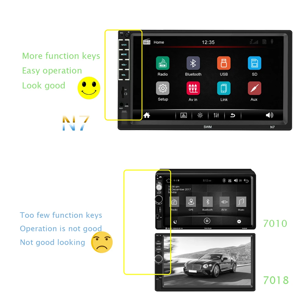 Автомобильный 2 Din USB радио Видео мультимедийный плеер " Mirror Link HD Универсальный авто стерео аудио WiFI Bluetooth EQ
