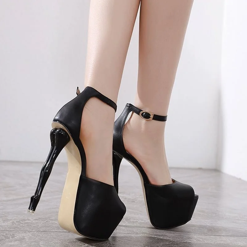 

Women's shoes, heel sandals, fish mouth buckle