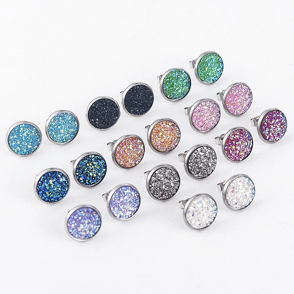 Женские серьги гвоздики из нержавеющей стали с имитацией звездного