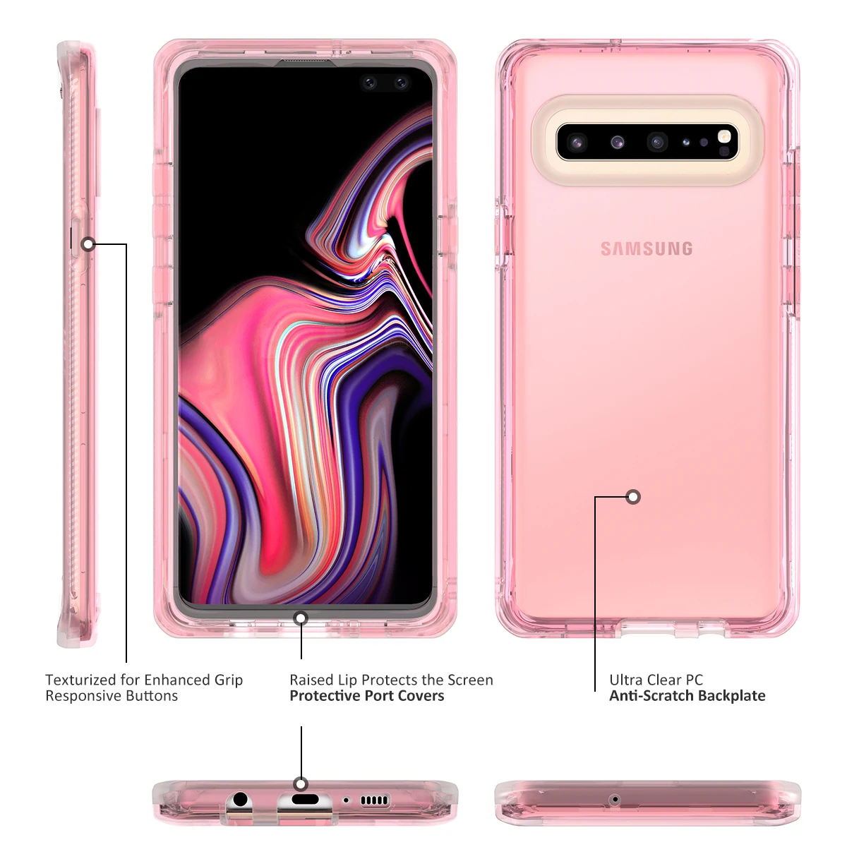3 в 1 Футляр для samsung Galaxy S10 защитой от ударов при падении и анти-скольжения