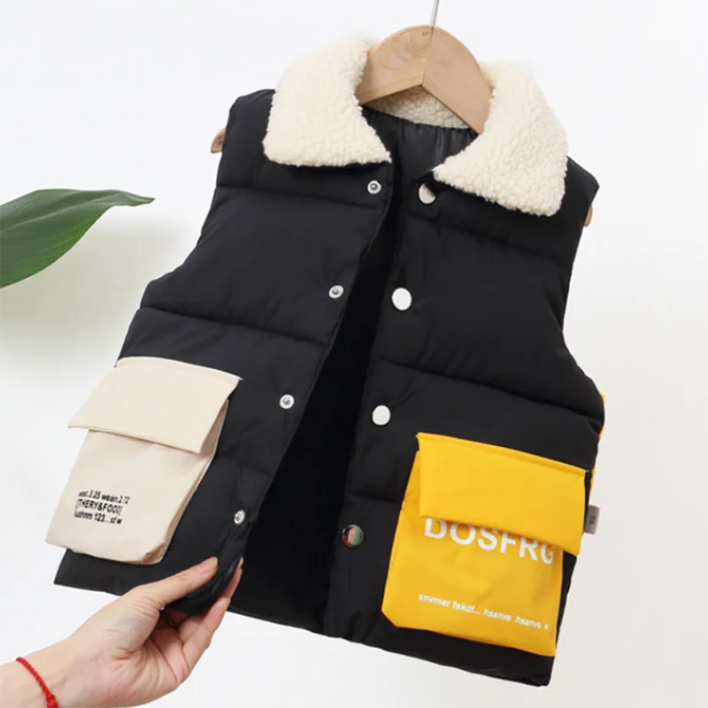 

Children Down Cotton Vest Outer Wear Baby Autumn And Winter Clothes Korean Style Thickened Dress For Boys And Girls