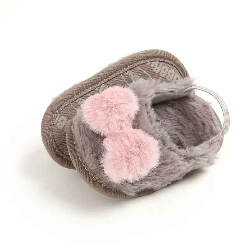 Тапочки теплые мягкие для новорожденных с искусственным бантом|Обувь малышей| |