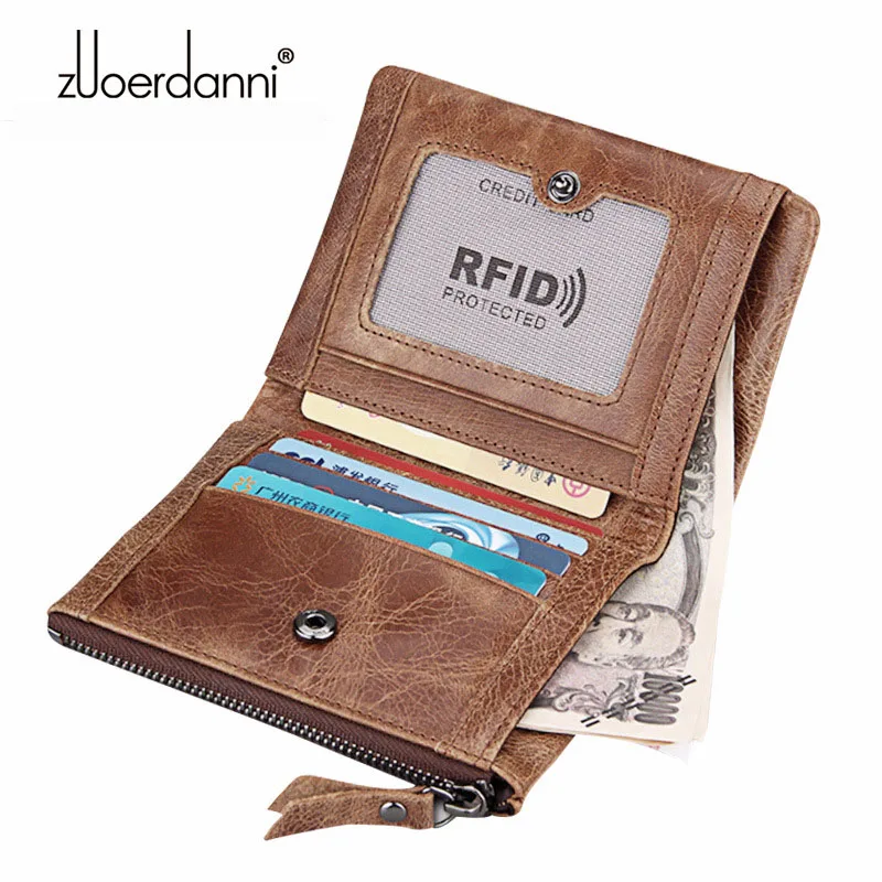 Кошелек мужской из натуральной воловьей кожи Crazy Horse маленький винтажный