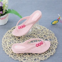 summer new beach shoes fashion lndoor outdoor wedges wheat ear flip flops flower leisure sandals massage sole breathable solid