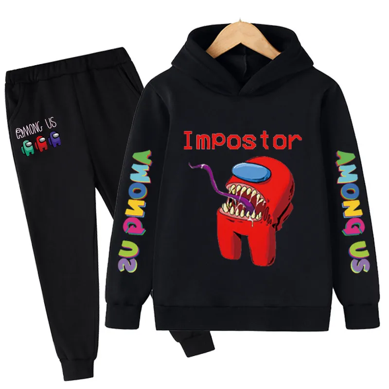 

2Pcs/Set Baby Cartoon Cotton Among Us Suit Children's Video Game Hoodies+Pants Long Sleeve Pants Boy Girl Game Impostor Clothes