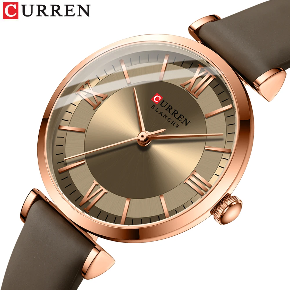 

2021 CURREN Watches Women's Fashion Grace Quartz Clock Ladies Simple Leather Wristwatch Relogio Feminino