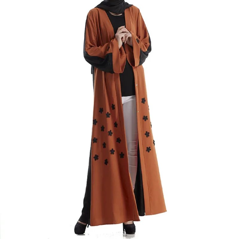 Арабское мусульманское абайя Платье женское кимоно кафтан вышивка цветочный