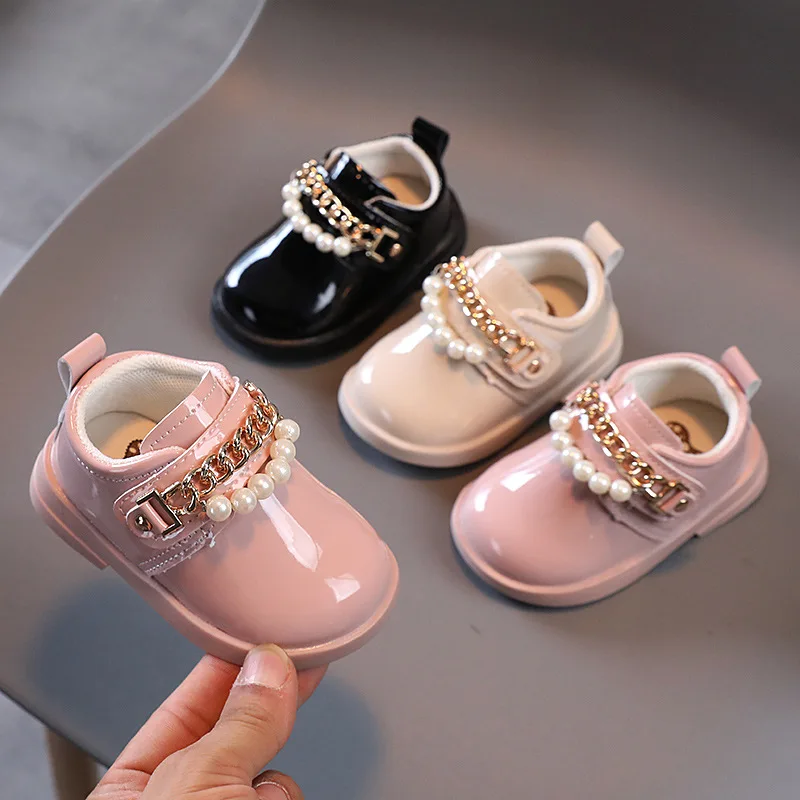

2021 Baby Shoes Girls Sweet Flats Princess Single Shoes Soft Bottom Toddler Shoes Non-slip Hot Leisure Shoes Cute Pearl Wedding