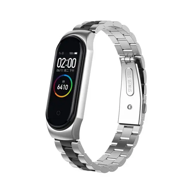Mi Band 3 4 ремешок из металлической нержавеющей стали для Xiaomi mi Band 3 ремешок совместимый браслет mi band 3 браслеты Pulseira mi band3 - Цвет ремешка: Black