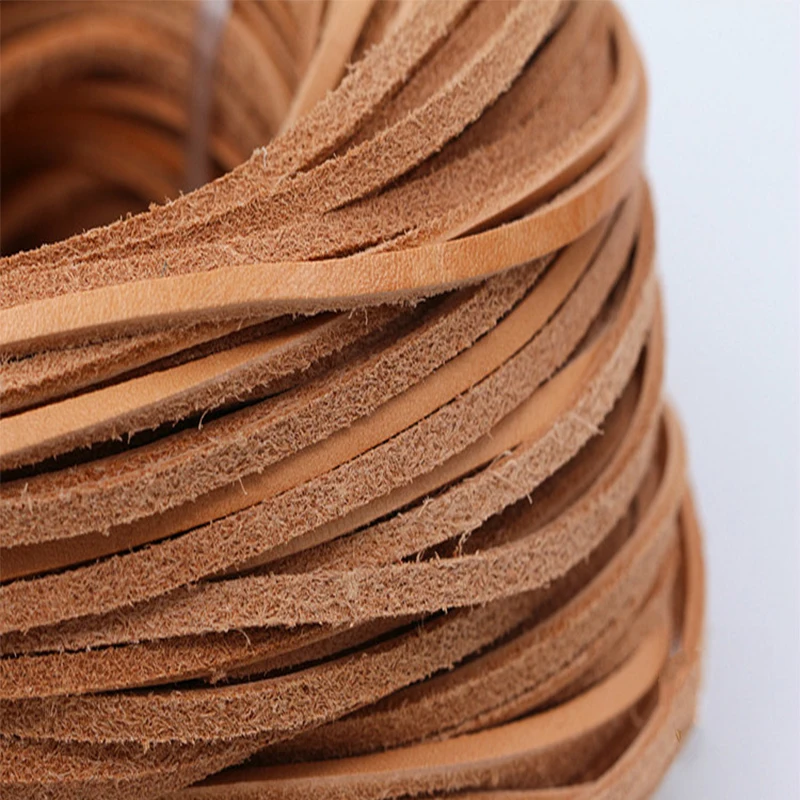 5 метров Diy кожаный канат основной цвет плоская яловая Кожа Веревка браслет
