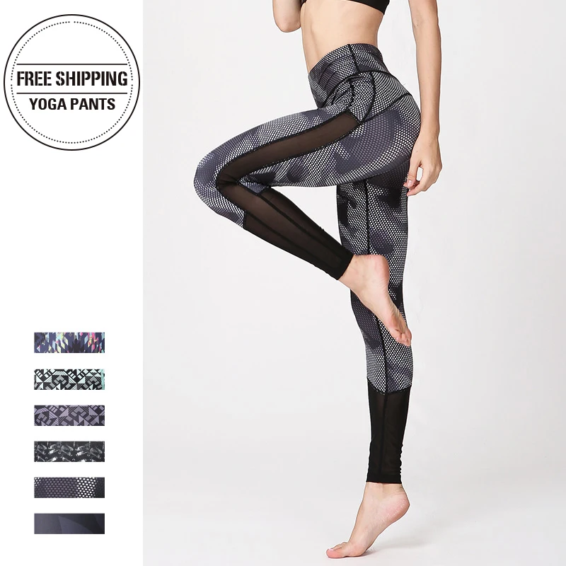 

High Waist Yoga Pants Women's Fitness Sport Leggings Stripe Printing Elastic Gym Workout Tights S-XL Running Trousers Plus Size