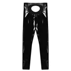 Черное Мужское нижнее белье, блестящие облегающие брюки из лакированной кожи с открытой спиной и открытым мешочком, леггинсы, брюки