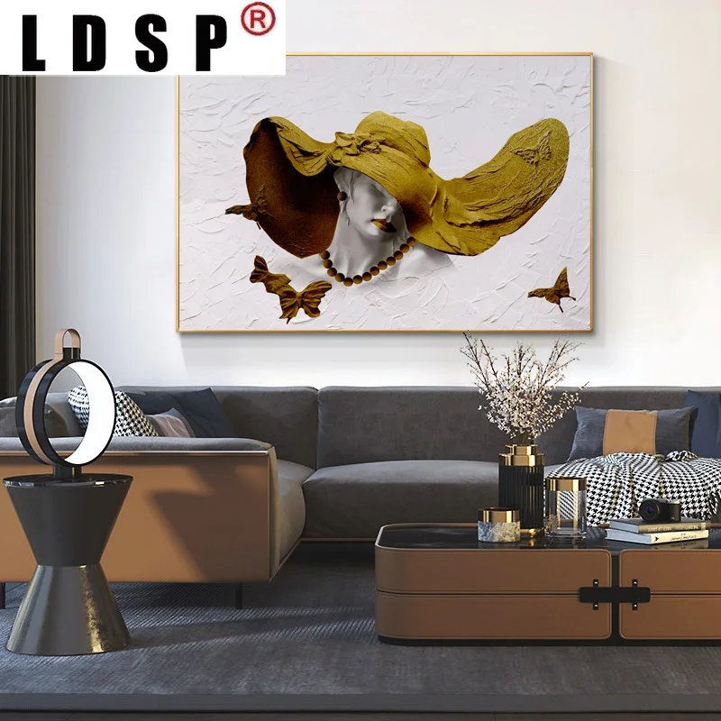 Живопись на холсте LDSP абстрактная женская шляпа плакат искусства на стену для гостиной, дивана, статуэтки, плакаты и печати для домашнего декора.