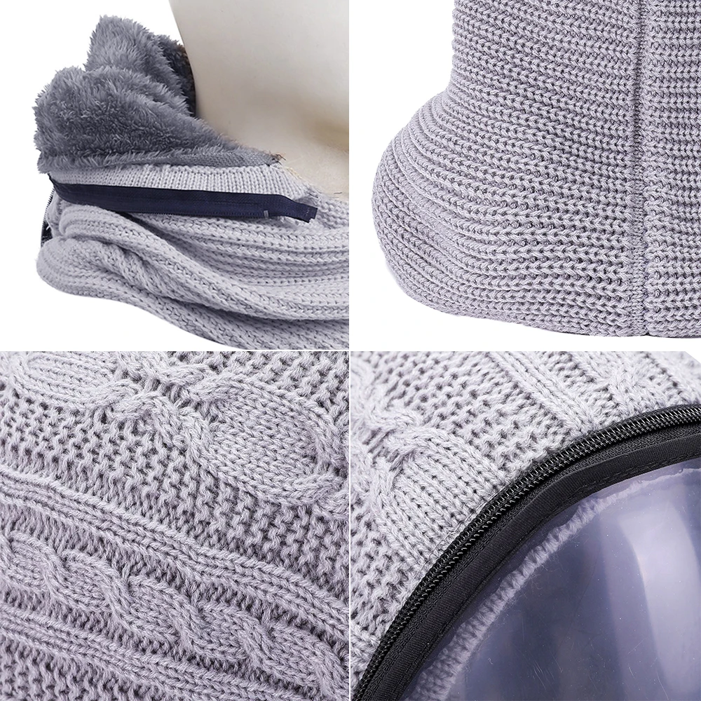

Full Face Mask Outdoor Sports Headwear Scarves Transparent Hooded Adult Hat Winter Scarf Warm Full Face Cycling Scarves