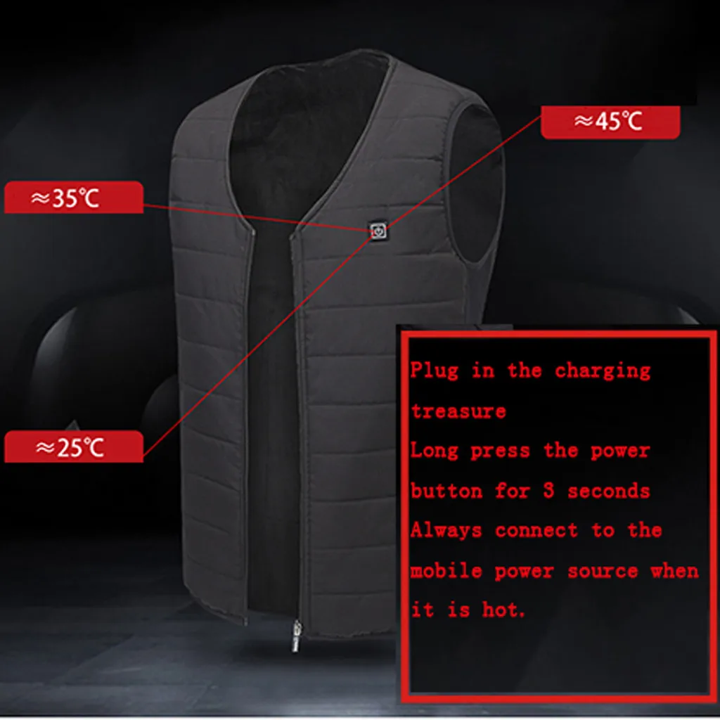 Жилет с электроподогревом для мужчин и женщин безрукавка USB-зарядкой теплая