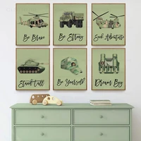 military truck tank airplane poster boy nursery wall art canvas painting nordic wall pictures for kids baby room decoration
