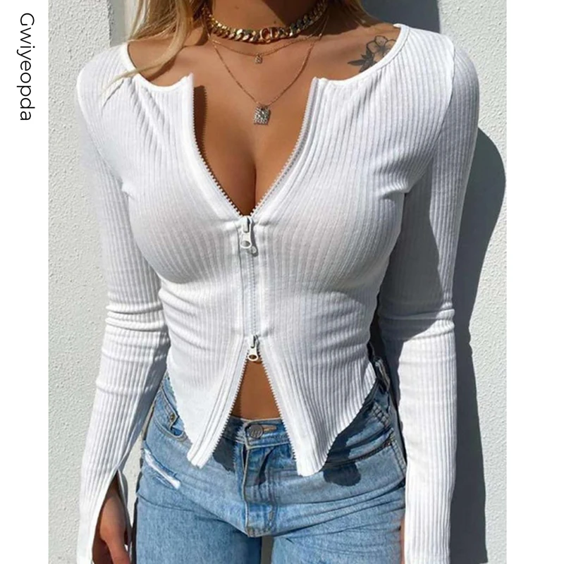 

Женский укороченный топ на молнии 2019S, однотонная эластичная уличная одежда, вязаные повседневные кардиганы, укороченные топы, верхняя одеж...