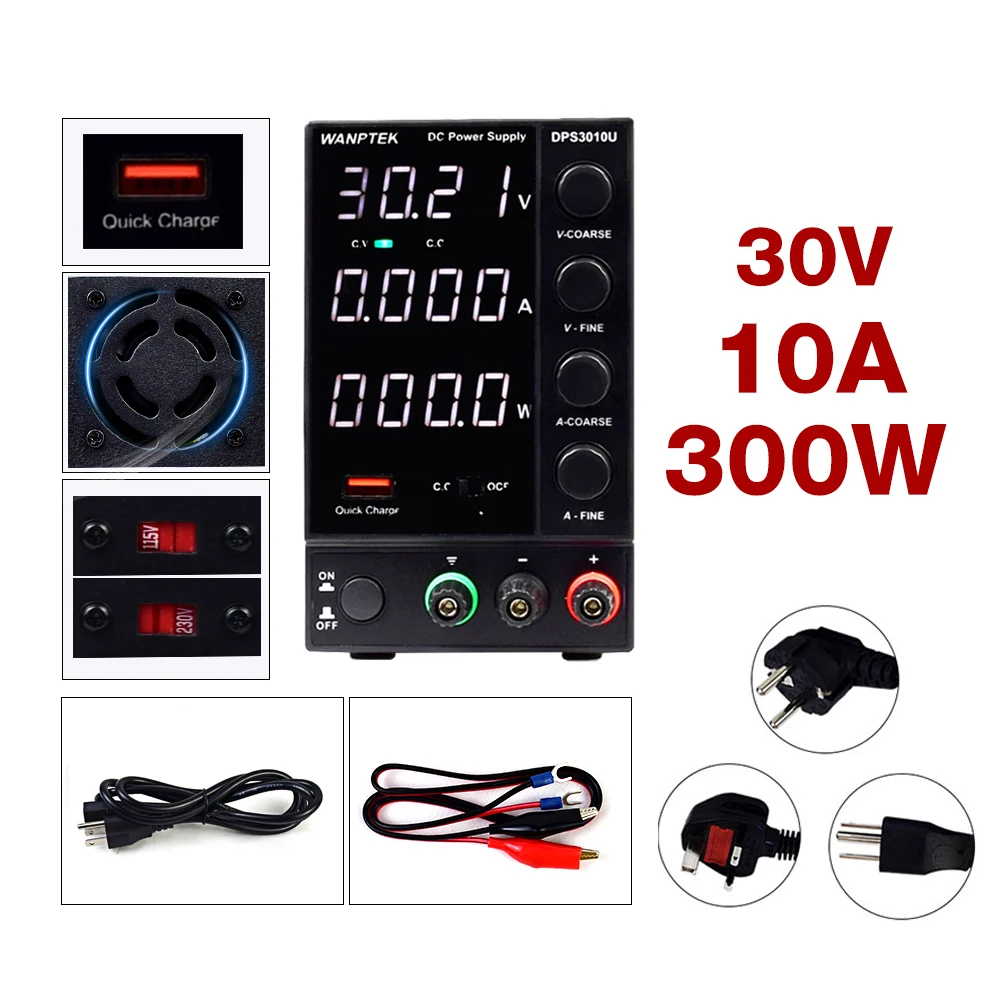 Wanptek Lab DC источник питания регулируемый DPS3010U USB светодиодный дисплей скамья