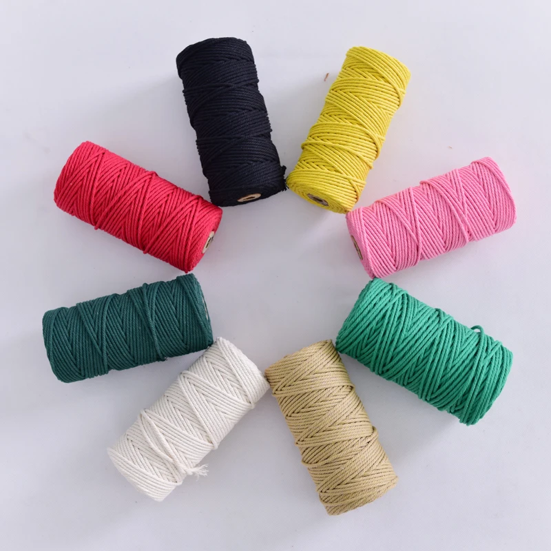 3mm 100% Cotton Cord Colorful Rope Beige Twisted Craft Macrame String DIY Home Textile Wedding Decorative supply 110yards | Дом и сад