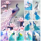 Алмазная вышивка с животными, картина из павлина 5 цветов сделай сам, мозаика из круглых страз, украшение для дома