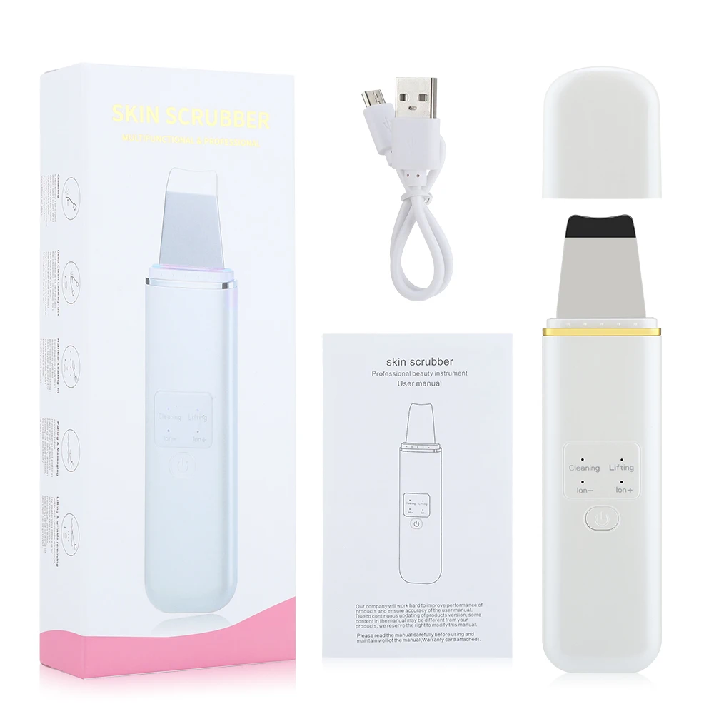 

Ultrasonic Facial Skin Scrubber Skin Spatula EMS Blackhead Acne Remover Pore Cleaner Deep Face Cleaning Peeling Lifting Device