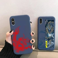 chinese ferocious beast dragon tiger wolf phone case for iphone 13 12 mini 11 pro xs max x xr 7 8 6 plus candy color blue cover