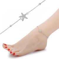 stainless steel adjustable chains anklet bracelet for woman starfish silvery color anklet wedding party fahion jewelry