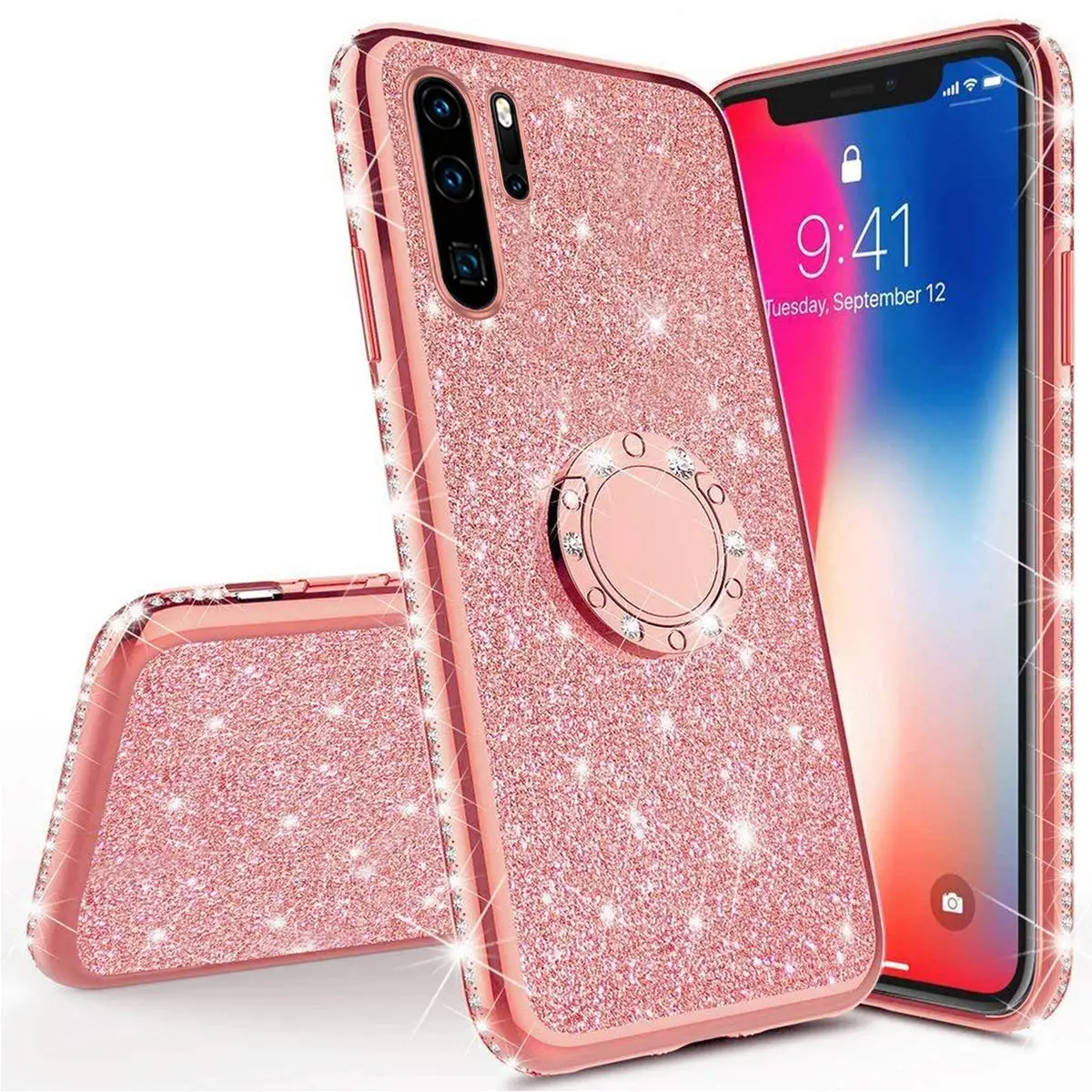 Алмазный Мягкий блестящий чехол HONOR 7X 8X mate 20 10 Finger Ring Cover для HUAWEI P20 Lite P30 Pro P Smart Z P10 Nova 3 3i