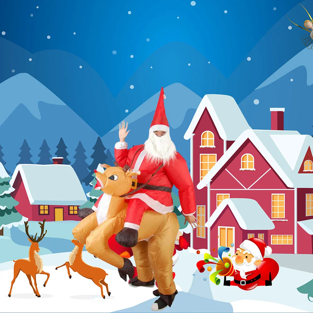 Надувные Санта Клаус для верховой езды костюм северного оленя взрослых вечерние