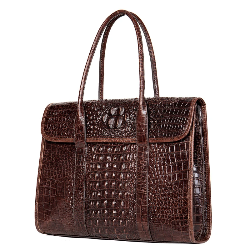 Luxury Alligator Pattern Genuine Leather Men Handbag Casual Shoulder Bag Natural Cow Leather Business Briefcase