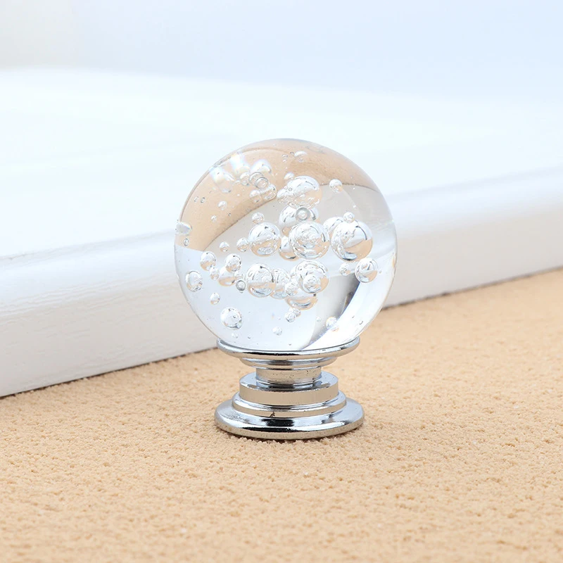 10 шт. 30 мм ручки для шкафа хрустальные круглые из стекла с пузырьками
