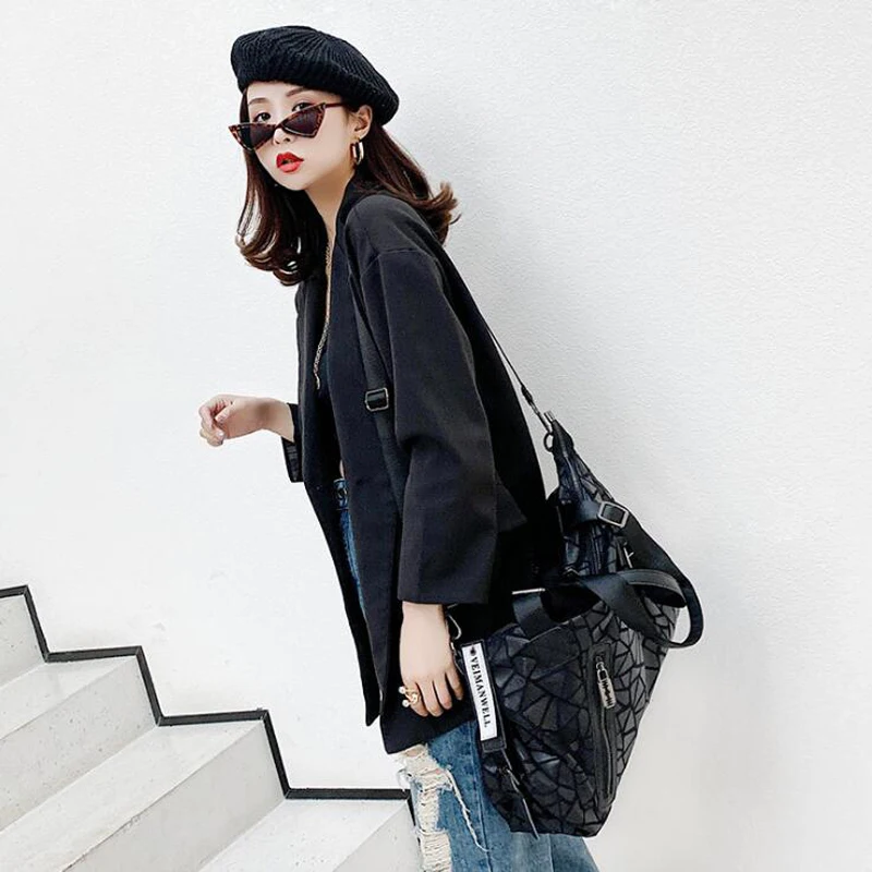 Женская сумка из натуральной кожи с геометрическим узором большая сумка-тоут