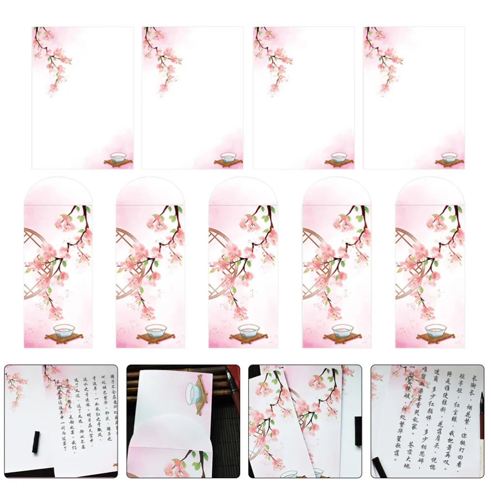 

10 Sets Envelope and Stationery Letter Papers Writing Stationery Envelopes Kit